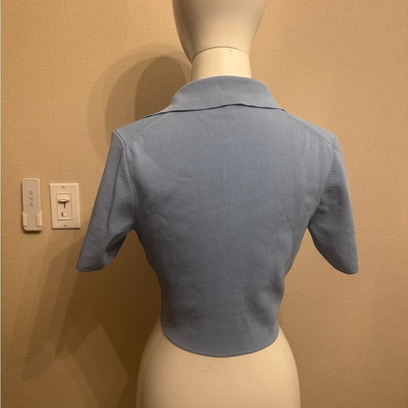 Reiss Light Blue Collared Crop Top - Picture 4 of 6